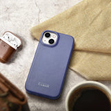 iCarer CE Premium læder Folio Case iPhone 14 Plus Magnetisk Flip læder Folio Case MagSafe Light Purple (WMI14220715-LP)