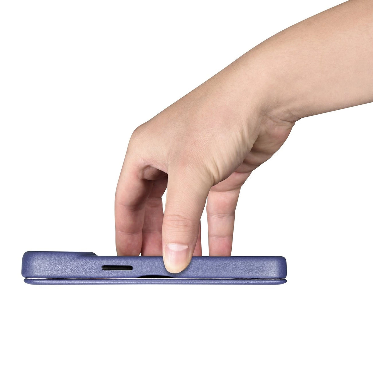 iCarer CE Premium læder Folio Case iPhone 14 Plus Magnetisk Flip læder Folio Case MagSafe Light Purple (WMI14220715-LP)