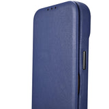 iCarer CE Premium læder Folio Case iPhone 14 Plus Magnetisk Flip læder Folio Case MagSafe Blue (WMI14220715-BU)
