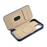 iCarer CE Premium læder Folio Case iPhone 14 Plus Magnetisk Flip læder Folio Case MagSafe Blue (WMI14220715-BU)