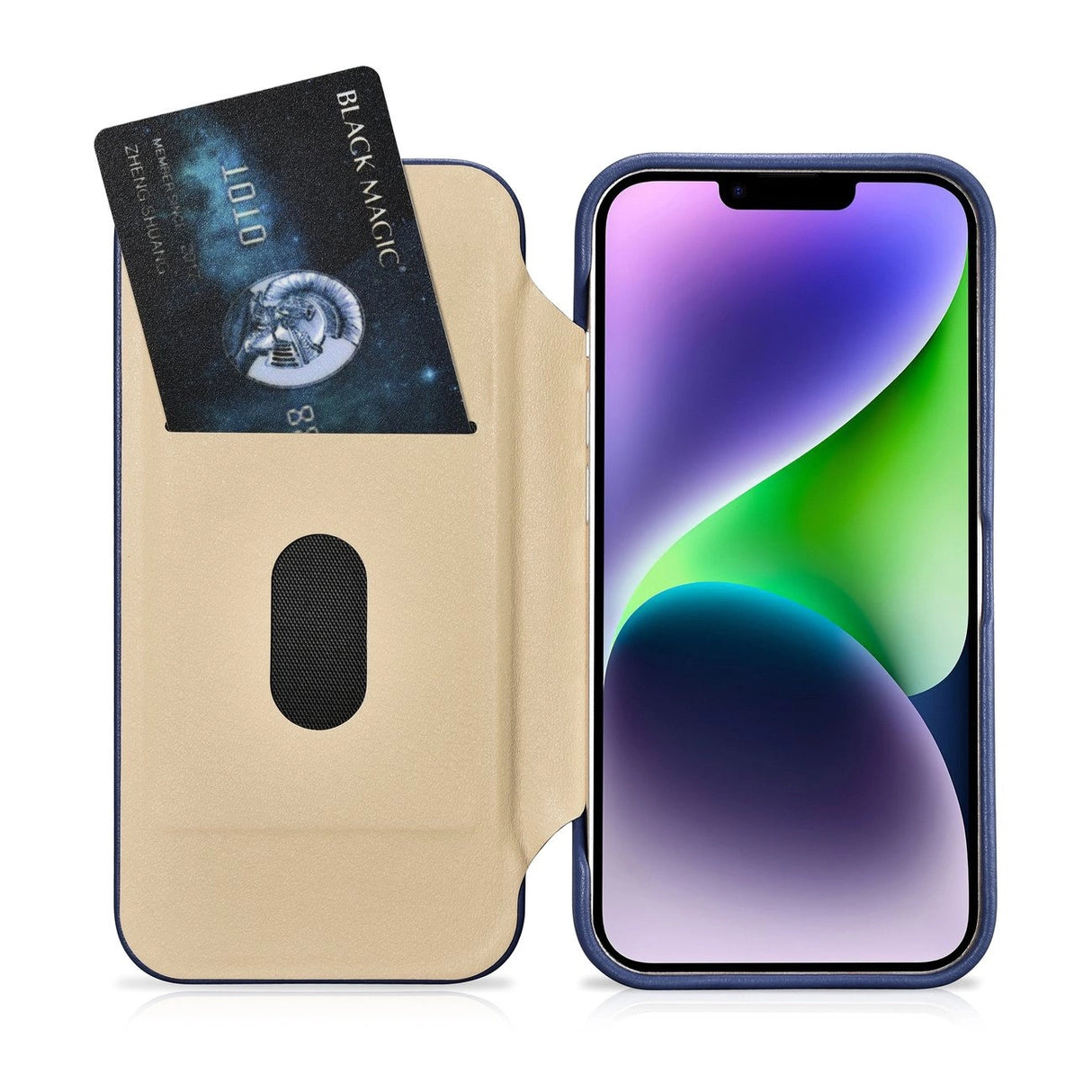 iCarer CE Premium læder Folio Case iPhone 14 Plus Magnetisk Flip læder Folio Case MagSafe Blue (WMI14220715-BU)