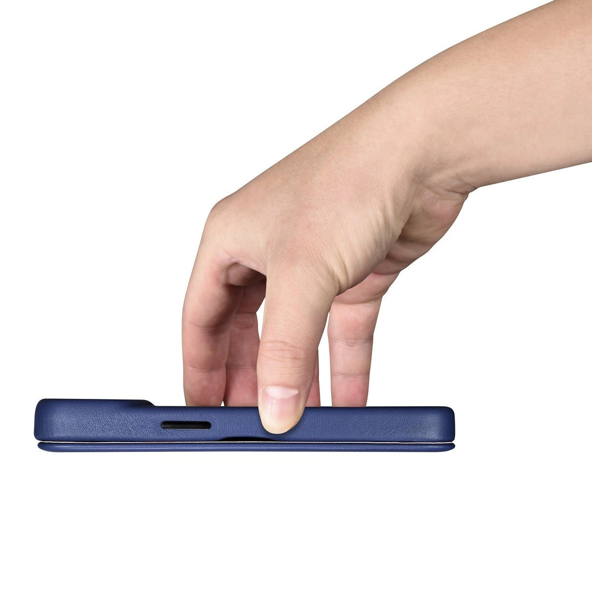 iCarer CE Premium læder Folio Case iPhone 14 Plus Magnetisk Flip læder Folio Case MagSafe Blue (WMI14220715-BU)