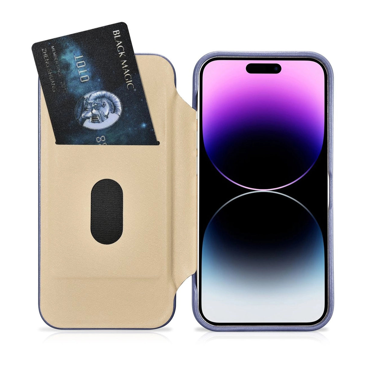 iCarer CE Premium Leather Folio Case iPhone 14 Pro Max Magnetisk Flip Leather Folio Case MagSafe Light Purple (WMI14220716-LP)