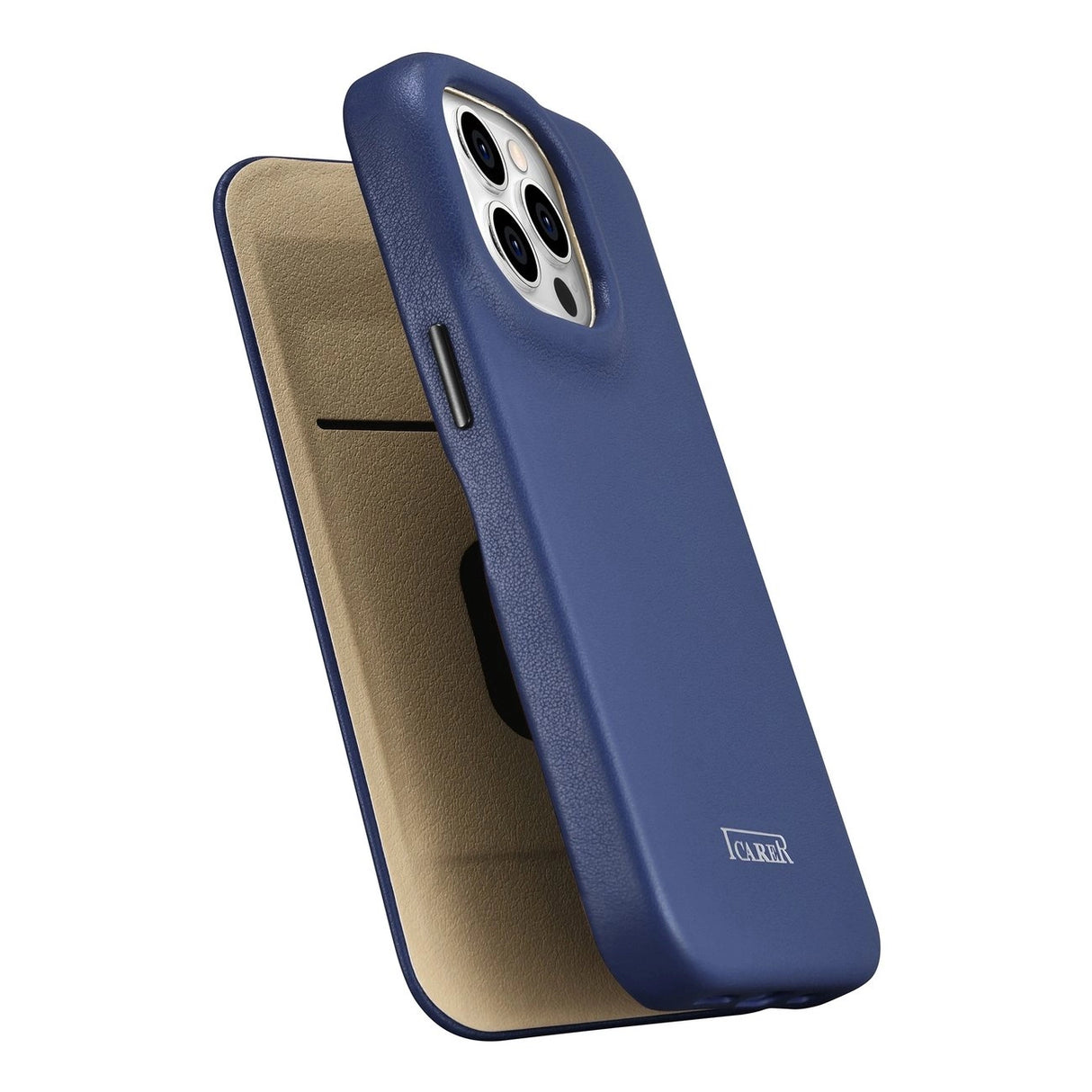 iCarer CE Premium læder Folio Case iPhone 14 Pro Max Magnetisk Flip læder Folio Case MagSafe Blue (WMI14220716-BU)