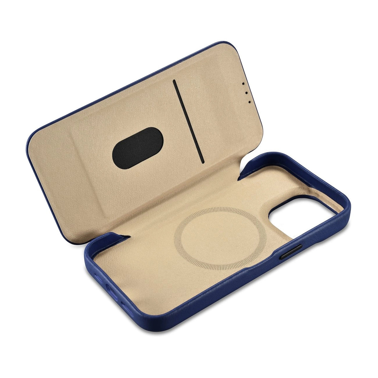 iCarer CE Premium læder Folio Case iPhone 14 Pro Max Magnetisk Flip læder Folio Case MagSafe Blue (WMI14220716-BU)