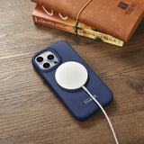 iCarer CE Premium læder Folio Case iPhone 14 Pro Max Magnetisk Flip læder Folio Case MagSafe Blue (WMI14220716-BU)