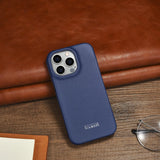 iCarer CE Premium læder Folio Case iPhone 14 Pro Max Magnetisk Flip læder Folio Case MagSafe Blue (WMI14220716-BU)