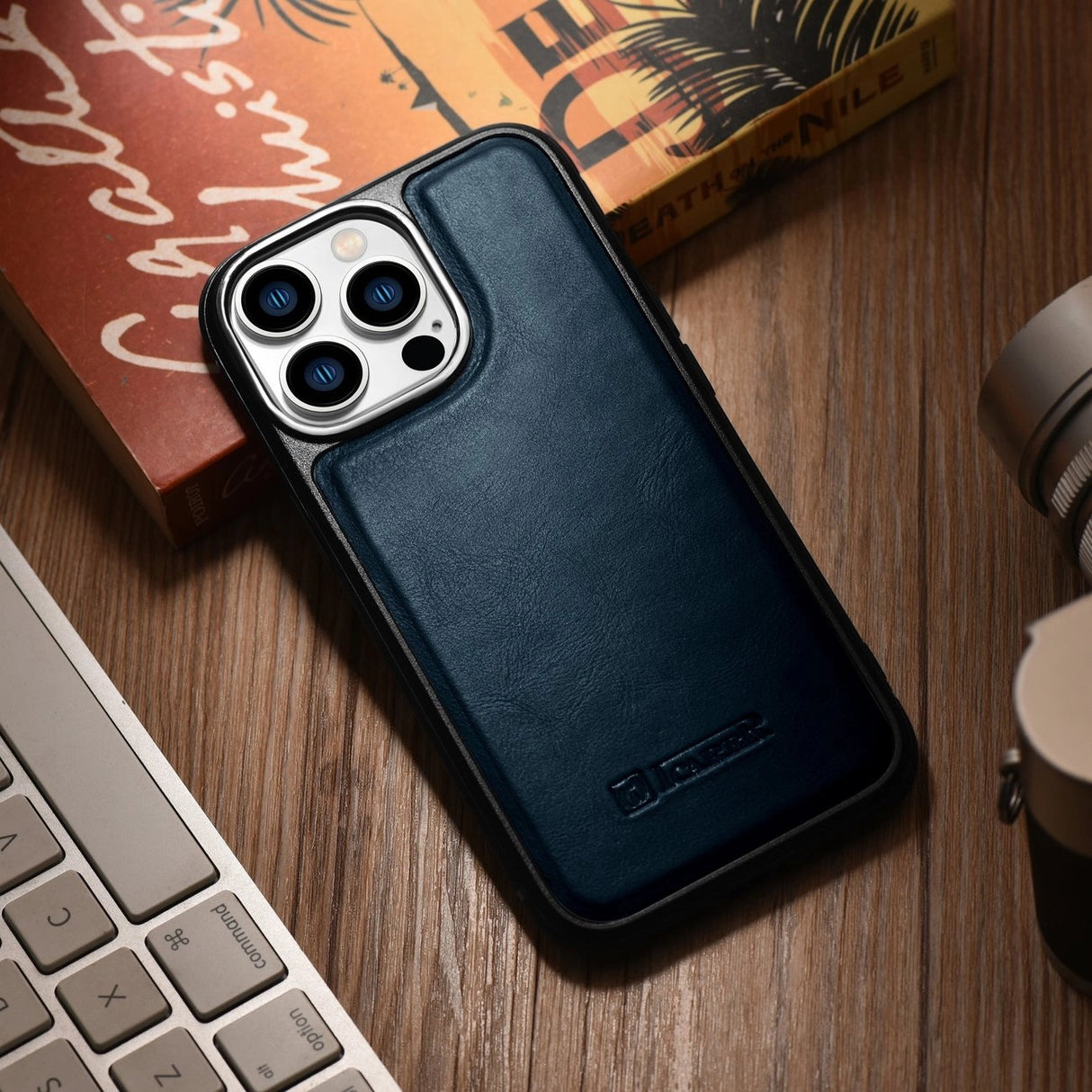 iCarer Leather Oil Wax case til iPhone 14 Pro blå (WMI14220718-BU)