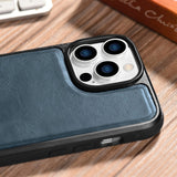 iCarer Leather Oil Wax case til iPhone 14 Pro blå (WMI14220718-BU)