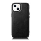 iCarer Leather Oil Wax case til iPhone 14 Plus sort (WMI14220719-BK)