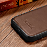 iCarer Læder Oil Wax Ægte læder Case til iPhone 14 Plus (MagSafe Kompatibel) Brunt (WMI14220719-BN)