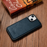 iCarer Leather Oil Wax case til iPhone 14 Plus blå (WMI14220719-BU)