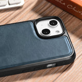 iCarer Leather Oil Wax case til iPhone 14 Plus blå (WMI14220719-BU)