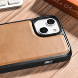iCarer Leather Oil Wax case til iPhone 14 Plus brun (WMI14220719-TN)
