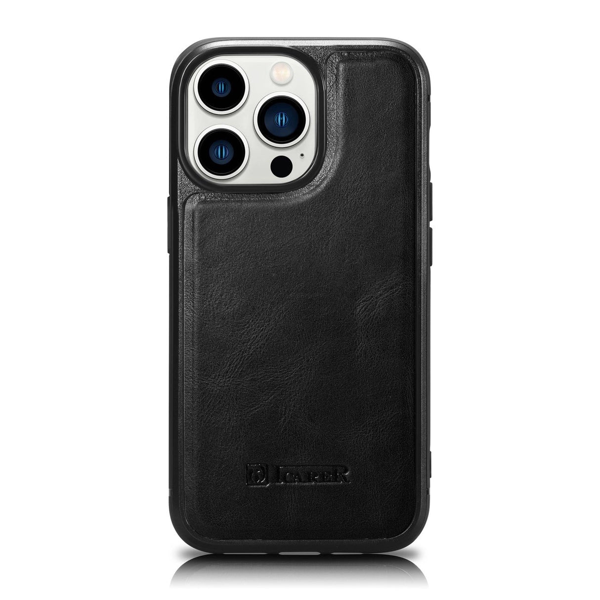 iCarer læder Oil Wax-foder for iPhone 14 Pro Max læderfoder sort (WMI14220720-BK)