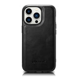 iCarer læder Oil Wax-foder for iPhone 14 Pro Max læderfoder sort (WMI14220720-BK)