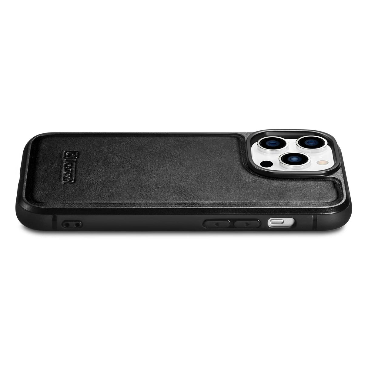 iCarer læder Oil Wax-foder for iPhone 14 Pro Max læderfoder sort (WMI14220720-BK)