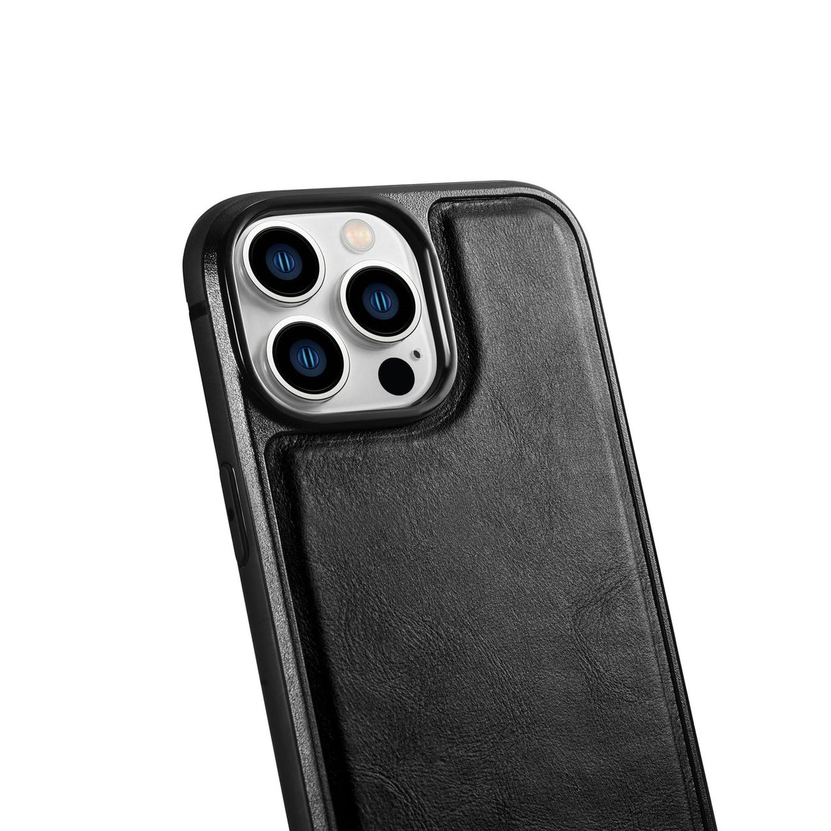 iCarer læder Oil Wax-foder for iPhone 14 Pro Max læderfoder sort (WMI14220720-BK)