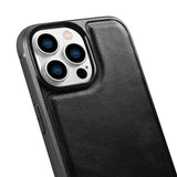 iCarer læder Oil Wax-foder for iPhone 14 Pro Max læderfoder sort (WMI14220720-BK)