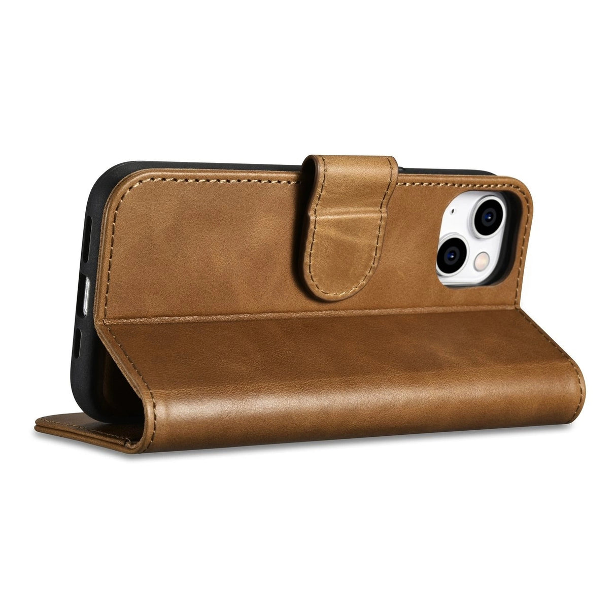 iCarer Oil Wax Wallet Case 2in1 iPhone 14 Leather Flip Cover Anti-RFID brun (WMI14220721-TN)