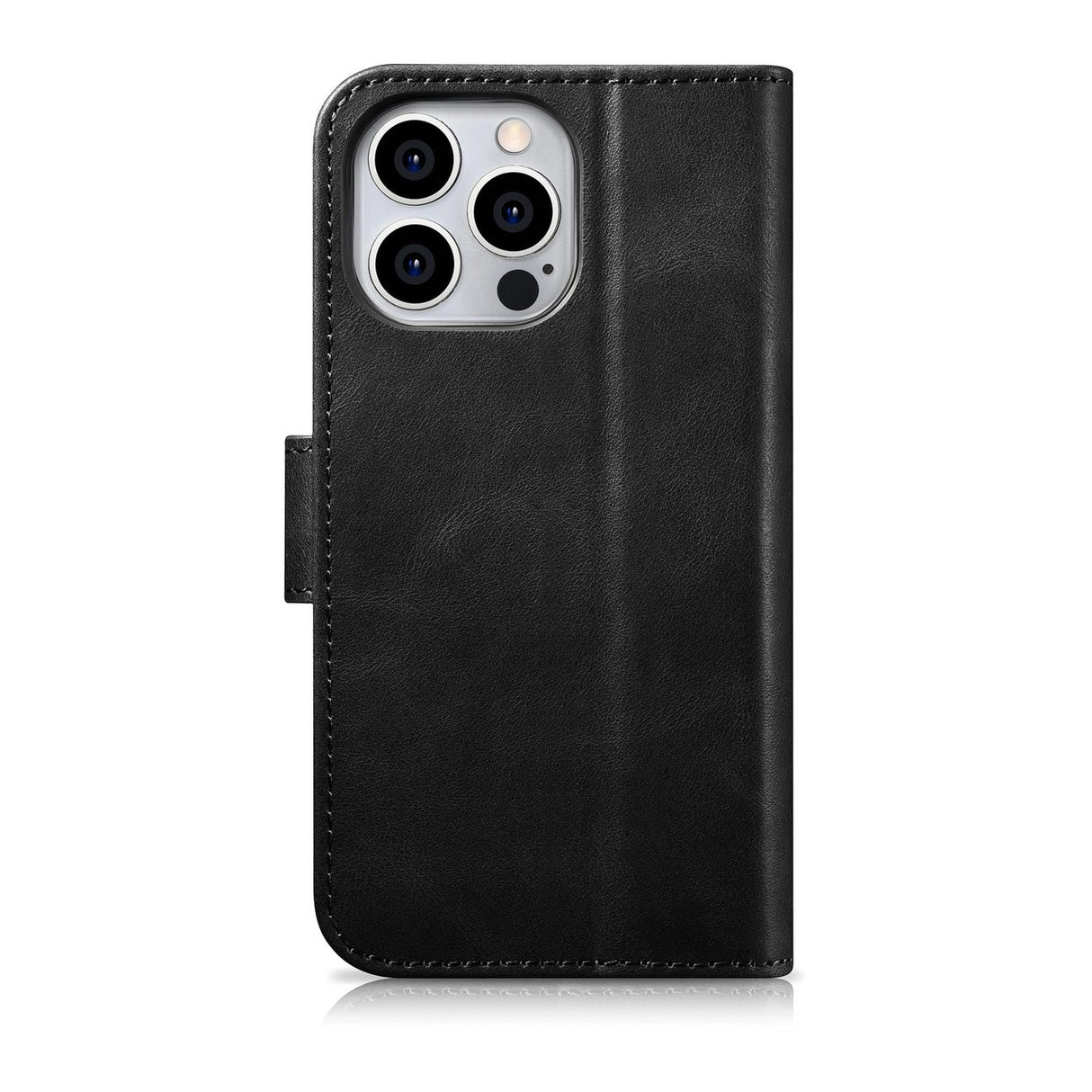 iCarer Oil Wax Wallet Case 2in1 Cover iPhone 14 Pro Læder Flip Cover Anti-RFID sort (WMI14220722-BK)