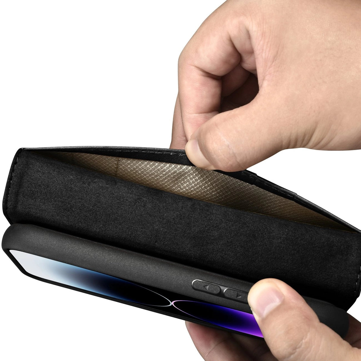 iCarer Oil Wax Wallet Case 2in1 Cover iPhone 14 Pro Læder Flip Cover Anti-RFID sort (WMI14220722-BK)