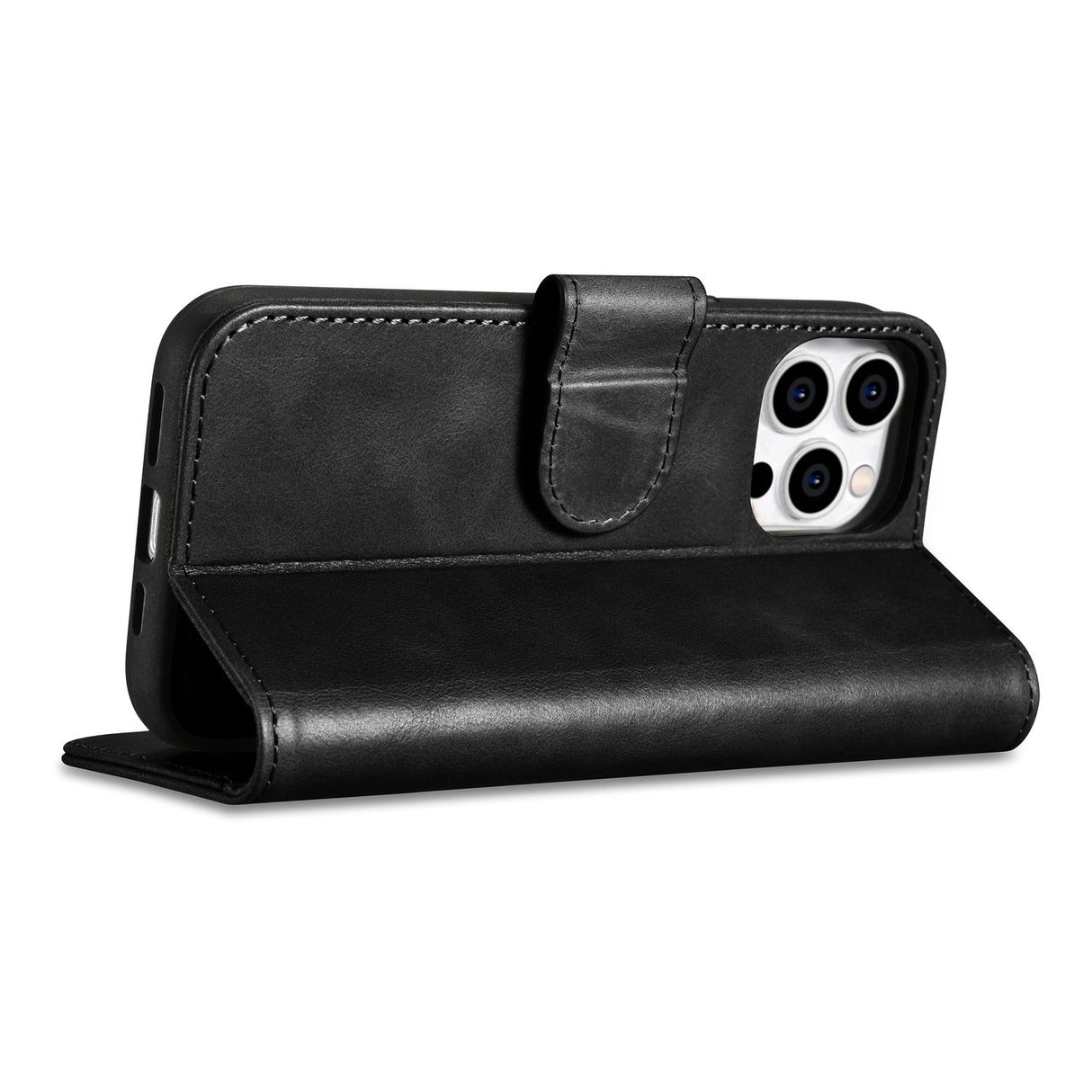 iCarer Oil Wax Wallet Case 2in1 Cover iPhone 14 Pro Læder Flip Cover Anti-RFID sort (WMI14220722-BK)