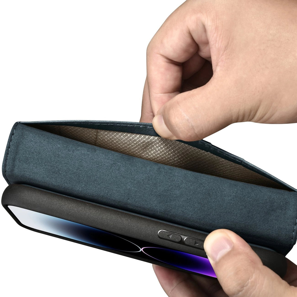 iCarer Oil Wax Wallet Case 2in1 Cover iPhone 14 Pro Anti-RFID Læder Flip Case Blå (WMI14220722-BU)