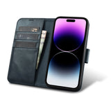 iCarer Oil Wax Wallet Case 2in1 Cover iPhone 14 Pro Anti-RFID Læder Flip Case Blå (WMI14220722-BU)