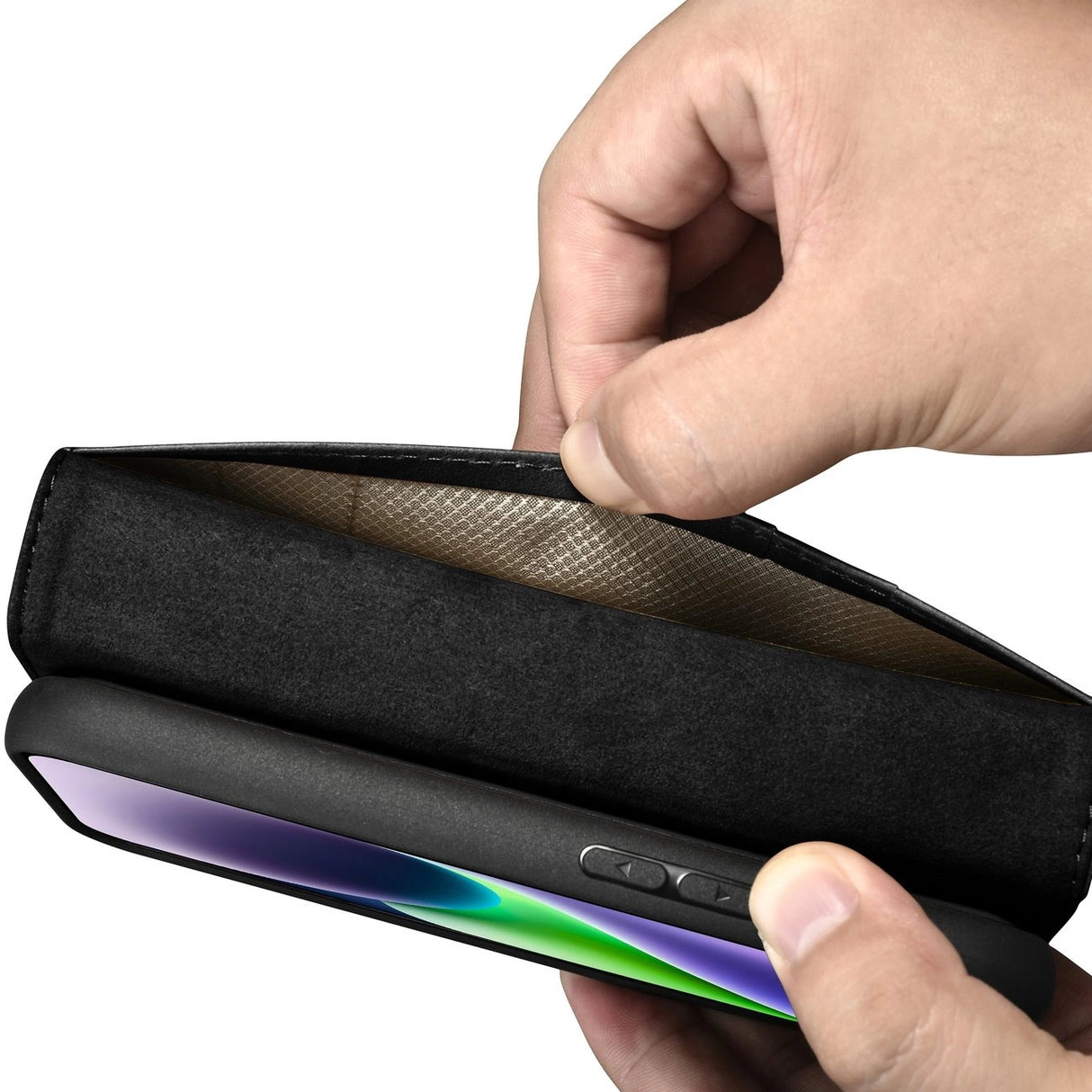 iCarer Oil Wax Wallet Case 2in1 Cover iPhone 14 Plus Anti-RFID Læder Flip Case sort (WMI14220723-BK)