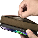 iCarer Oil Wax Wallet Case 2in1 Cover iPhone 14 Plus Anti-RFID Læder Flip Case Brunt (WMI14220723-BN)