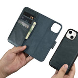 iCarer Oil Wax Wallet Case 2in1 Cover iPhone 14 Plus Anti-RFID Læder Flip Case Blå (WMI14220723-BU)