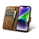 iCarer Oil Wax Wallet Case 2in1 Cover iPhone 14 Plus Anti-RFID Læder Flip Case Brunt (WMI14220723-TN)