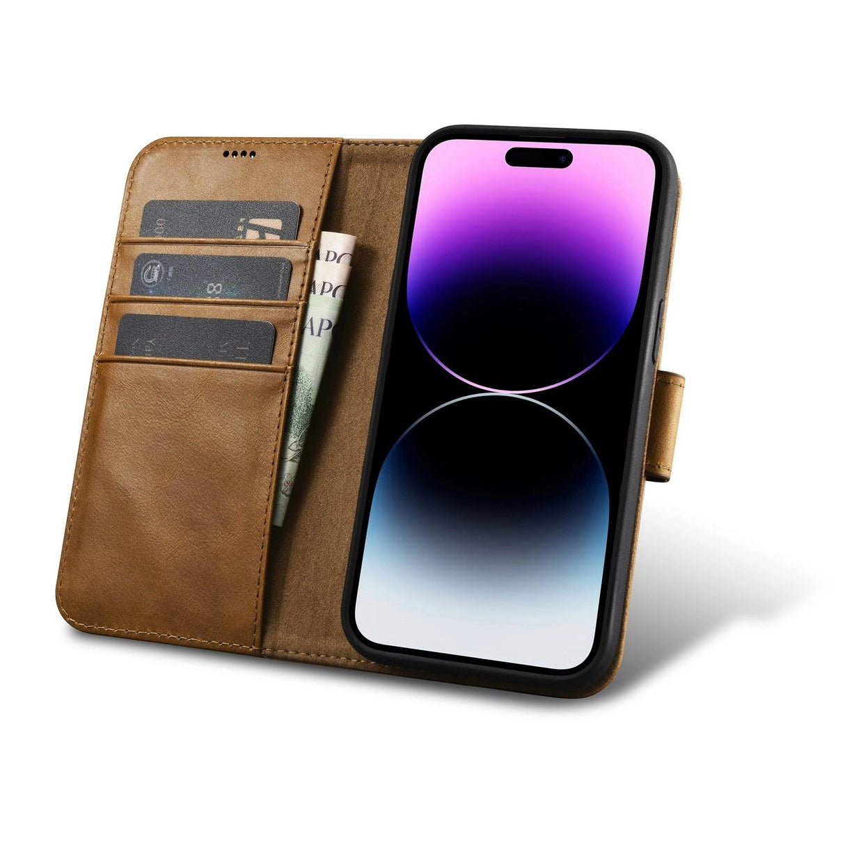 iCarer Oil Wax Wallet Case 2in1 Cover iPhone 14 Pro Max Læder Flip Cover Anti-RFID brun (WMI14220724-TN)
