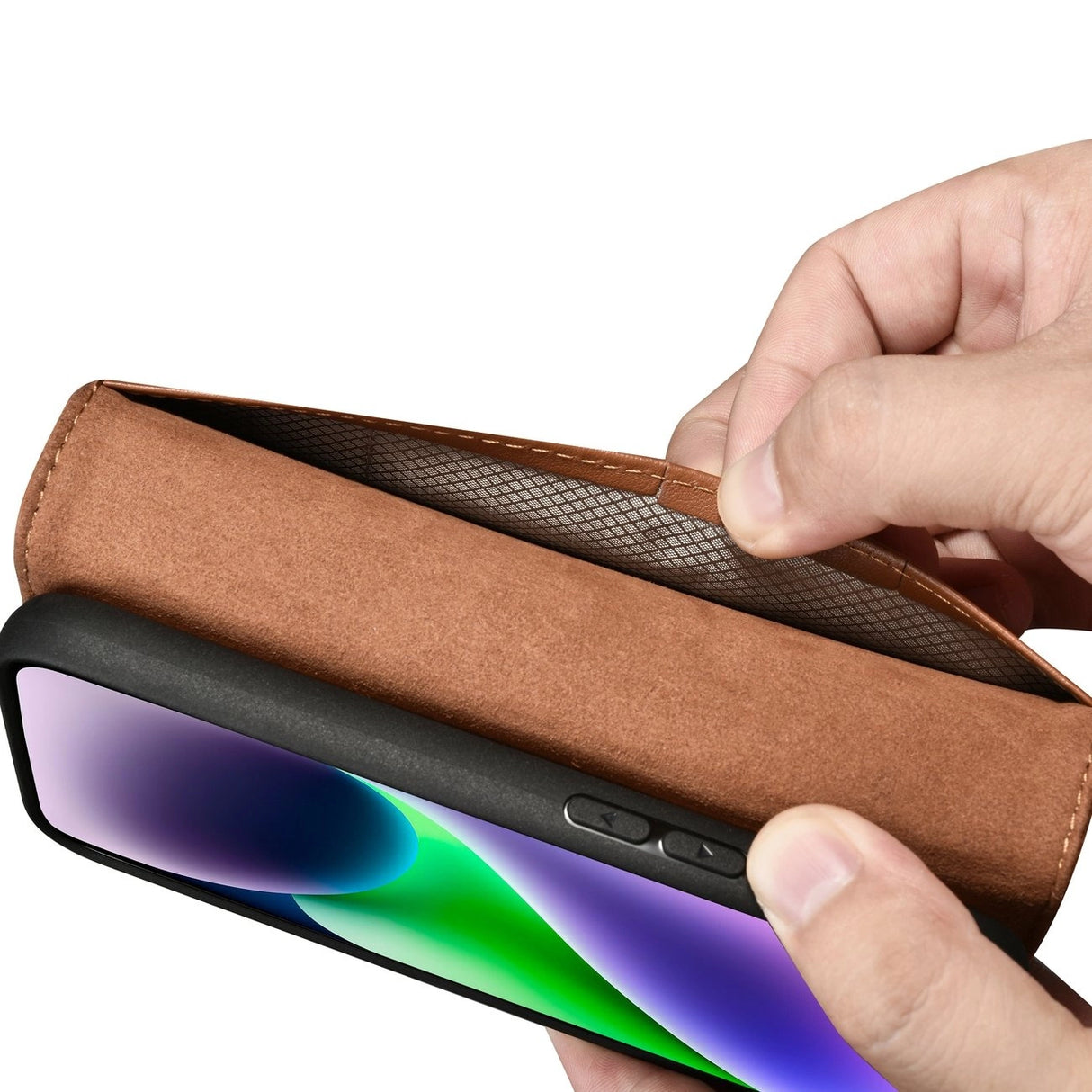 iCarer Wallet Case 2in1 iPhone 14-foder med flap Anti-RFID brun (WMI14220725-BN)