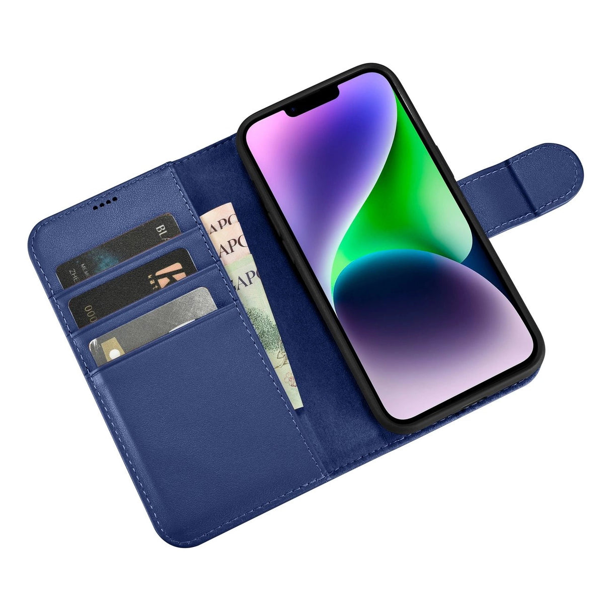iCarer Wallet Case 2in1 Case iPhone 14 Anti-RFID Ledder Flip Case Blå (WMI14220725-BU)