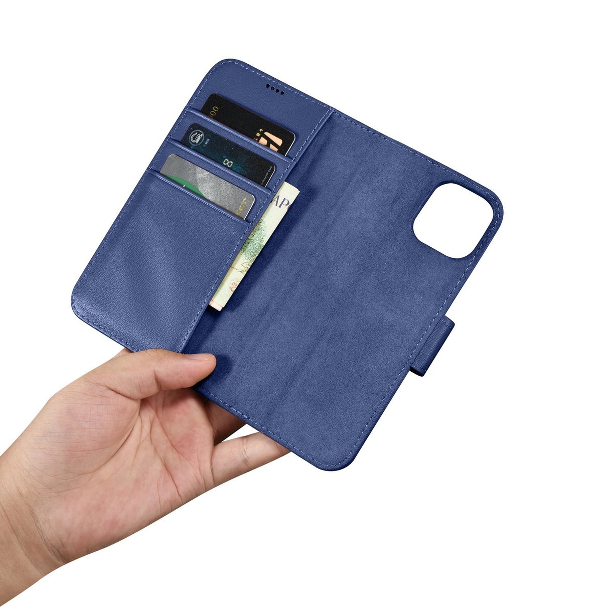 iCarer Wallet Case 2in1 Case iPhone 14 Anti-RFID Ledder Flip Case Blå (WMI14220725-BU)
