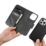 iCarer Wallet Case 2in1 Cover iPhone 14 Pro Læder Flip Cover Anti-RFID sort (WMI14220726-BK)
