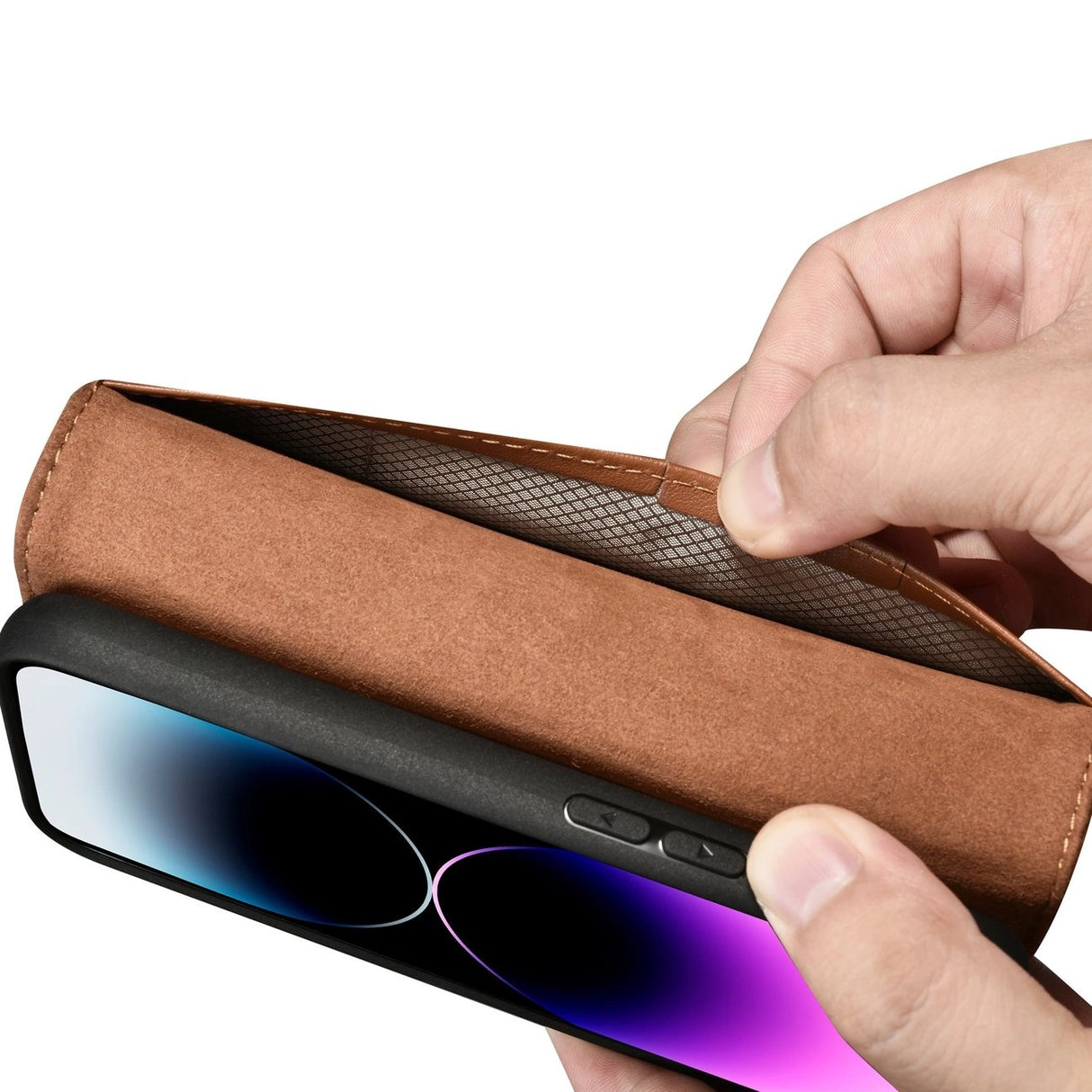 iCarer Wallet Case 2in1 iPhone 14 Pro Læder Flip Case Anti-RFID brun (WMI14220726-BN)