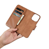 iCarer Wallet Case 2in1 iPhone 14 Pro Læder Flip Case Anti-RFID brun (WMI14220726-BN)