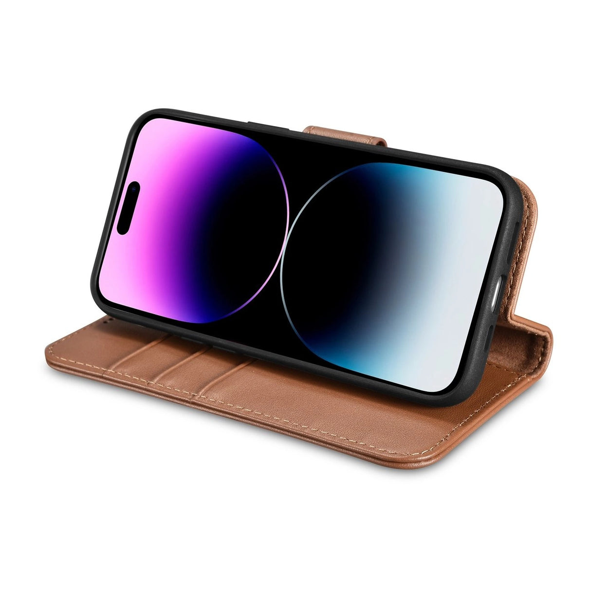 iCarer Wallet Case 2in1 iPhone 14 Pro Læder Flip Case Anti-RFID brun (WMI14220726-BN)