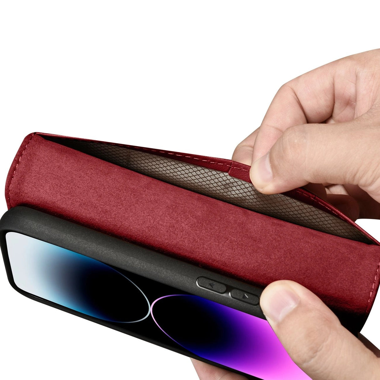 iCarer Wallet Case 2in1 iPhone 14 Pro Læder Flip Case Anti-RFID rød (WMI14220726-RD)