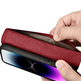 iCarer Wallet Case 2in1 iPhone 14 Pro Læder Flip Case Anti-RFID rød (WMI14220726-RD)