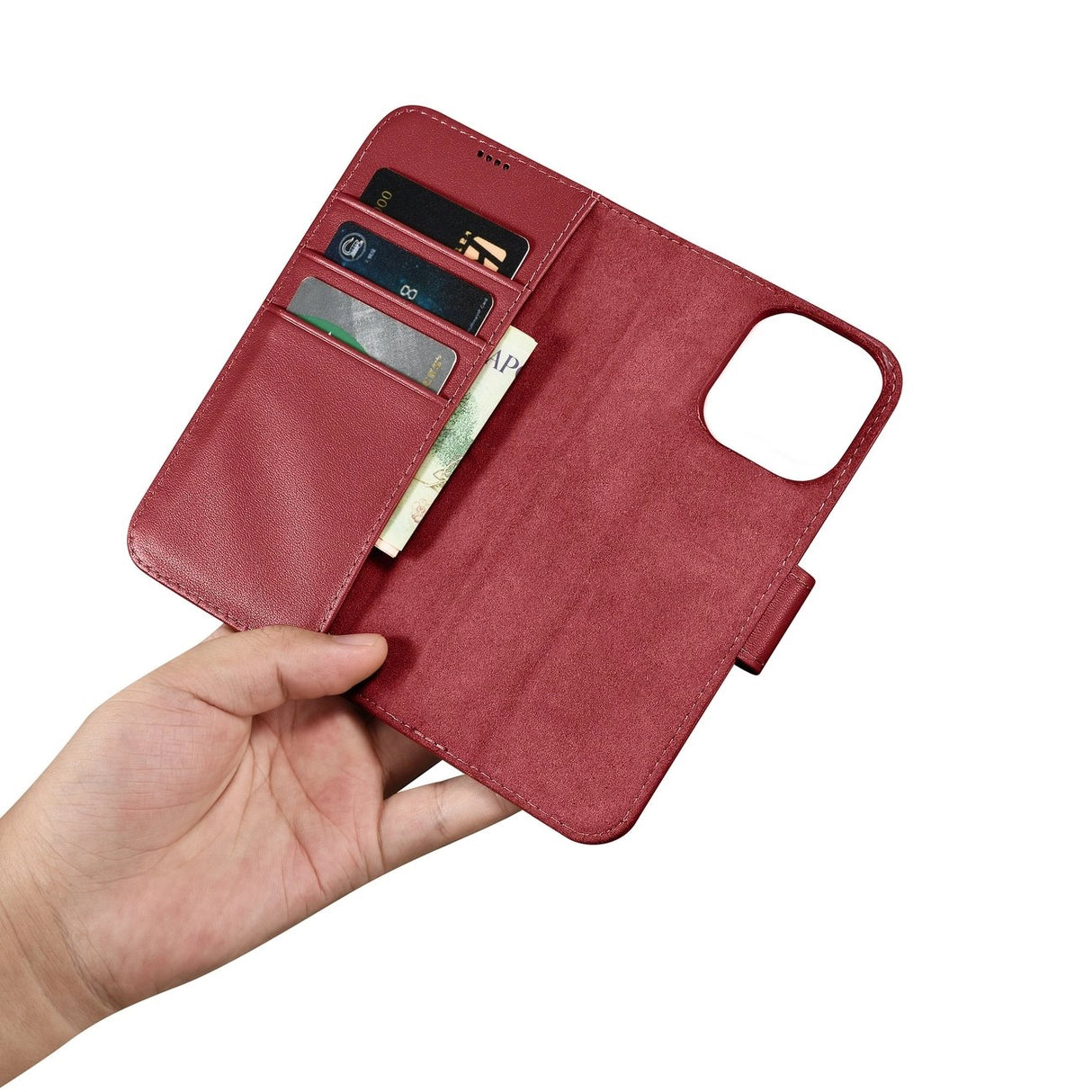 iCarer Wallet Case 2in1 iPhone 14 Pro Læder Flip Case Anti-RFID rød (WMI14220726-RD)