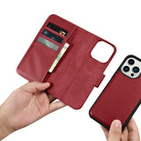 iCarer Wallet Case 2in1 iPhone 14 Pro Læder Flip Case Anti-RFID rød (WMI14220726-RD)