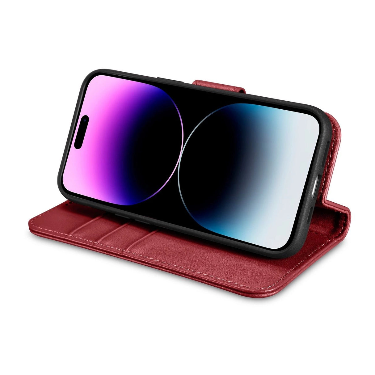 iCarer Wallet Case 2in1 iPhone 14 Pro Læder Flip Case Anti-RFID rød (WMI14220726-RD)