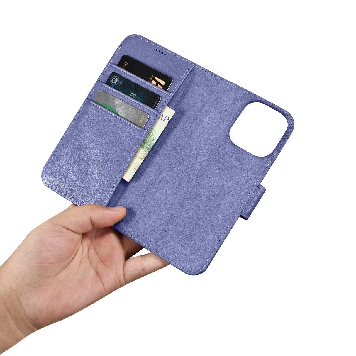 iCarer Wallet Case 2in1 Cover iPhone 14 Pro Anti-RFID Læder Flip Case Lys lilla (WMI14220726-LP)