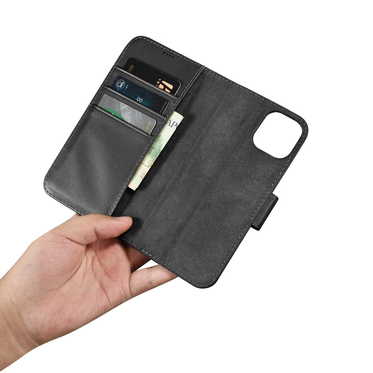 iCarer Wallet Case 2in1 Cover iPhone 14 Plus Anti-RFID Læder Flip Case sort (WMI14220727-BK)