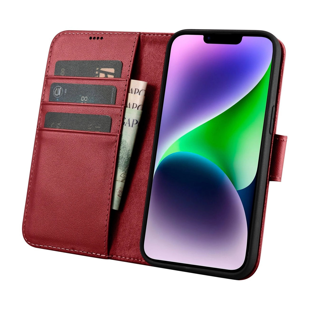 iCarer Wallet Case 2in1 Cover iPhone 14 Plus Anti-RFID Læder Flip Cover Red (WMI14220727-RD)