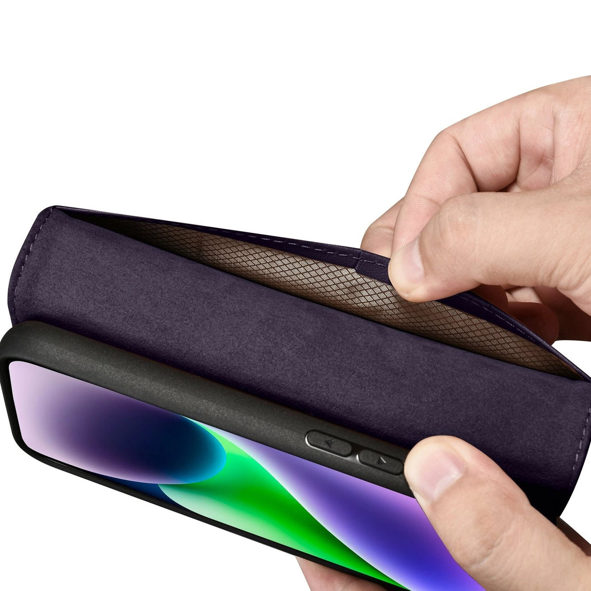 iCarer Wallet Case 2in1 Cover iPhone 14 Plus Anti-RFID Læder Flip Case mørk lilla (WMI14220727-DP)